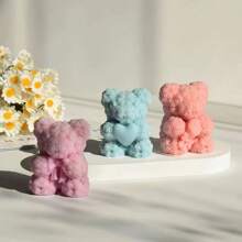 Stampo in silicone per candele a forma di cuore, rosa, orsacchiotto