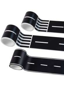 6 Rolls Pro Roadway Race Track Tape - Realistic Car-Themed Floor Decals For Indoor/Outdoor Play, Non-Slip Reusable Adhesive Tracks For Toy Cars, Party Decor & DIY Playmats (Easy Tear & Residue-Free)" - Black - View 11