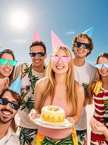 10 قطع نظارات ملونة بالحلوى مزينة بنجوم معدنية، مثالية للصيف والشاطئ وحفلات العطلات والأنشطة الخارجية! - متعدد الألوان - مشاهدة 3