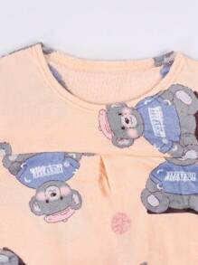 Pijama de mujer de franela con estampado de dibujos animados, Ropa de dormir para invierno, Sets de Pijamas de Mujer - Albaricoque - Ver 6