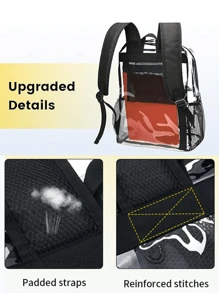 Men's Fashion Large Capacity Casual Backpack - Black and White - View 7