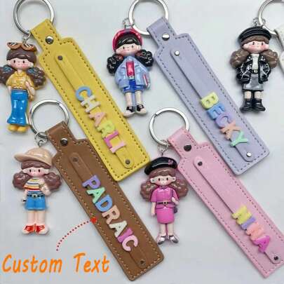 1개 맞춤형 카툰 및 직업 테마 키체인, 개인화된 이름 아크릴 참 PU 가죽 스트랩 및 링 클립 - 장식적인 레터 키체인, 선물, 발렌타인 데이 선물, 컬러풀, 귀여운, 사랑스러운, 재미있는, 카와이, Y2K, 스타일리시, 유니섹스, 캐주얼, 맞춤, 개인화, 독특한, 맞춤형, 그를 위한 이상적인 선물, 그녀를 위한 이상적인 선물, 그녀, 남자친구, 여자친구, 가족, 친구