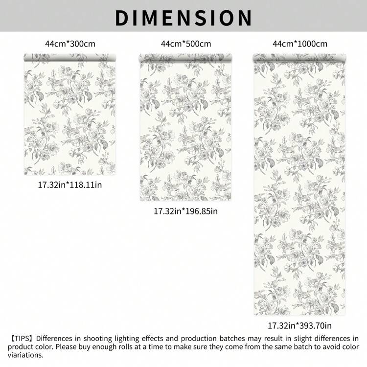 لفة ورق حائط لاصق ذاتيًا على الطراز الفرنسي الرجعي - بنمط زهري ، مقاوم للماء ، قابل للإزالة وإعادة الاستخدام ، مناسب لغرفة النوم ، غرفة المعيشة ، غرفة الطعام ، خلفية التلفزيون ، ديكور المنزل ، الخزانة ، رفوف الكتب ، المكتب ، تجديد الأثاث في التحف ، المقاس 44 * 300/500/1000 سم - أبيض وأسود - مشاهدة 9