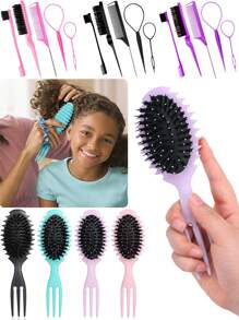 Lược tạo kiểu tóc xoăn 2025 dành cho tóc xoăn, tóc gợn sóng và tóc xoăn - Dụng cụ tạo kiểu chống xơ rối với thiết kế hình bạch tuộc gỡ rối để gom, định hình và tách các lọn tóc xoăn - Lược nhẹ không kéo cho trẻ em, thanh thiếu niên và bé gái - Bộ quà tặng khi đi du lịch, ở nhà, đi học - Nhiều màu - Xem 1