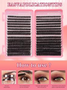 640 件睫毛延长，D 卷曲，60D+80D 卷曲，8-16 毫米，DIY 睫毛簇，自然外观 & 超浓密 & 智能 & 超柔软 & 超轻，可重复使用的单节假睫毛，睫毛延长套件，适合初学者、日常使用、婚礼、约会、派对、音乐节、万圣节睫毛簇、睫毛簇、单根睫毛、睫毛、假睫毛 - D - 查看 3