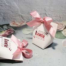 10 piezas/5 piezas Caja para dulces estilo europeo de boda con rosas rosadas, mini caja de regalo - Multicolor - Ver 10