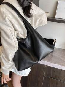 Dedoo 1件纯色新款PU个性化日常通勤手提包，简约托特包，单肩包，腋下包，带模块化信封袋和零钱包