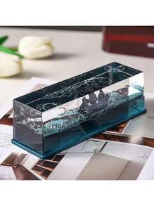 Black Faux Pearl Pirate Ship Fluid Desk Decor - 1pc, No-Sink Nautical Craft For Home & Office, Perfect Gift For Cruise Lovers Gifts Birthday Graduation