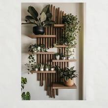 1 pieza plana/bidimensional de obra de arte botánica en maceta montada en la pared, un póster de pintura adecuado para salas de estar, áreas de comedor, garajes, oficinas, bares y patios. Es una pintura decorativa de arte de pared sin marco de madera sólida, con marco opcional - Multicolor - Ver 3