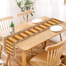1 pièce de chemin de table en lin de 2 tailles avec motif de chemin de fer, convient pour la décoration de restaurant, salon, table de cuisine, décoration de fête