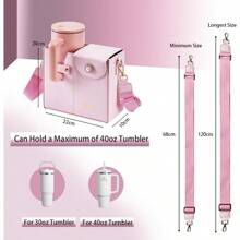 Water Bottle Carrier Bag, Tumbler Holder Purse, Outdoor Portable Crossbody Water Cup Storage Bag, Water Cup Holder Bag, - Pink - View 8