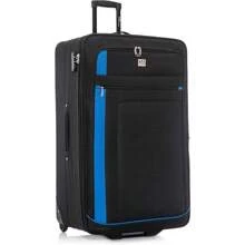 Luggage Medium Suitcase Expandable Soft Shell Durable Lightweight Hold Check In Trolley Case With 2 Wheels Built-In 3 Digit Combination Lock (Black/Blue, 79 Liter) - Black/blue - View 10