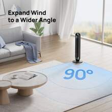 Tower Fans For Home, 32" Standing Floor Fan, 26 Ft/S Bladeless Fan With Remote, 90° Oscillating, 3 Modes, 3 Speeds, LED Display, 8H Timer, Quiet Room Fan - Black - View 4