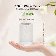 1 Pc 150ml Ultrasonic Mini Air Humidifier Aromatherapy Essential Oil Diffuser USB Powered Auto Shut Off Timer Ultra Quiet Cracked Cover White Yellow Dark Woodgrain For Home, Office, Yoga, Bedroom