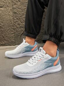 Men's Spring Sneakers, Ombre Color Lightweight Casual Shoes, Breathable Knit Fabric, Suitable For Outdoor Activities