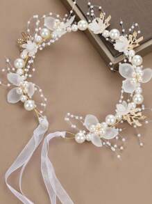 1pc Elegant Pearl Flower Hair Accessory, Bridesmaids Headpiece Suitable For Valentine's Day Use