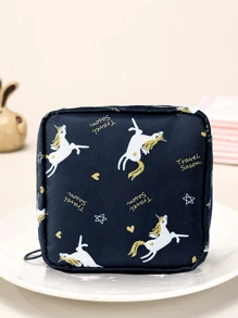 1pc Cartoon Printed Cute Feminine Sanitary Pad Bag, Zipper Closure Portable Lightweight Storage Pouch, Waterproof Small But Spacious Coin Purse, Multi-Purpose Organizer Bag, Gift For Women - Multicolor - View 14