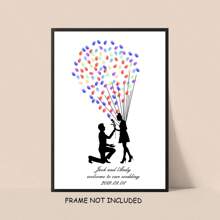 1pc Creative Fingerprint DIY Finger Painting Wedding Party Company Annual Meeting Personalized Fingerprint Sign-In Picture Sign-In Tree, Increase Fun, Decorative Painting, Living Room, Bedroom, Decorative Poster, Memorable, Canvas, No Frame - Multicolor - View 39