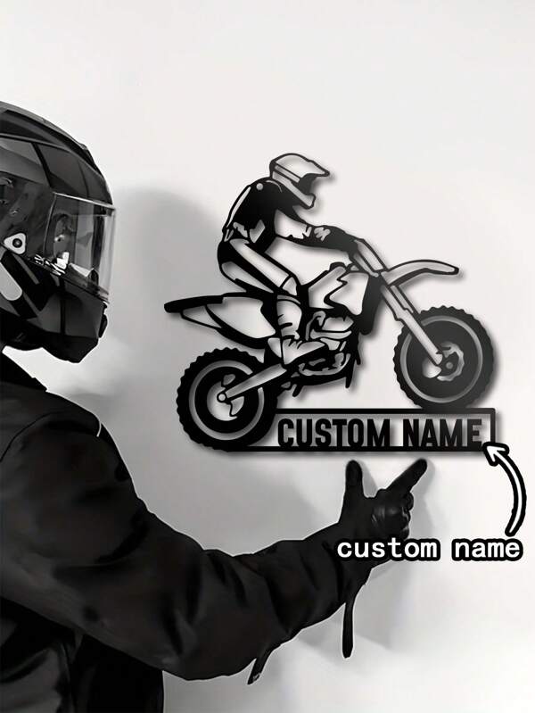 1 Pc Customizable Text Content DIY Crafts Motocross Decoration Wrought Iron Decorations, Motorcycle Clubs, Give To Him, Birthday Gifts, Anniversary Gifts, Home Decorations, Can Be Placed In Bedroom, Living Room, Office.Spring Motocross Race Prizes, Multi-Functional, Ornamental, Reusable, Exquisite, Stylish, High-Quality, Colorful, Modern, Custom, Personalized, Unique, For Valentine's Day, For Mother's Day, For Birthdays, For Father's Day, For Graduation, For Weddings, For Housewarming, Home Harmony