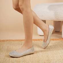 PAIRS Women's Sole Shine Rhinestone Ballerinas Shoes - Vàng - Xem 9