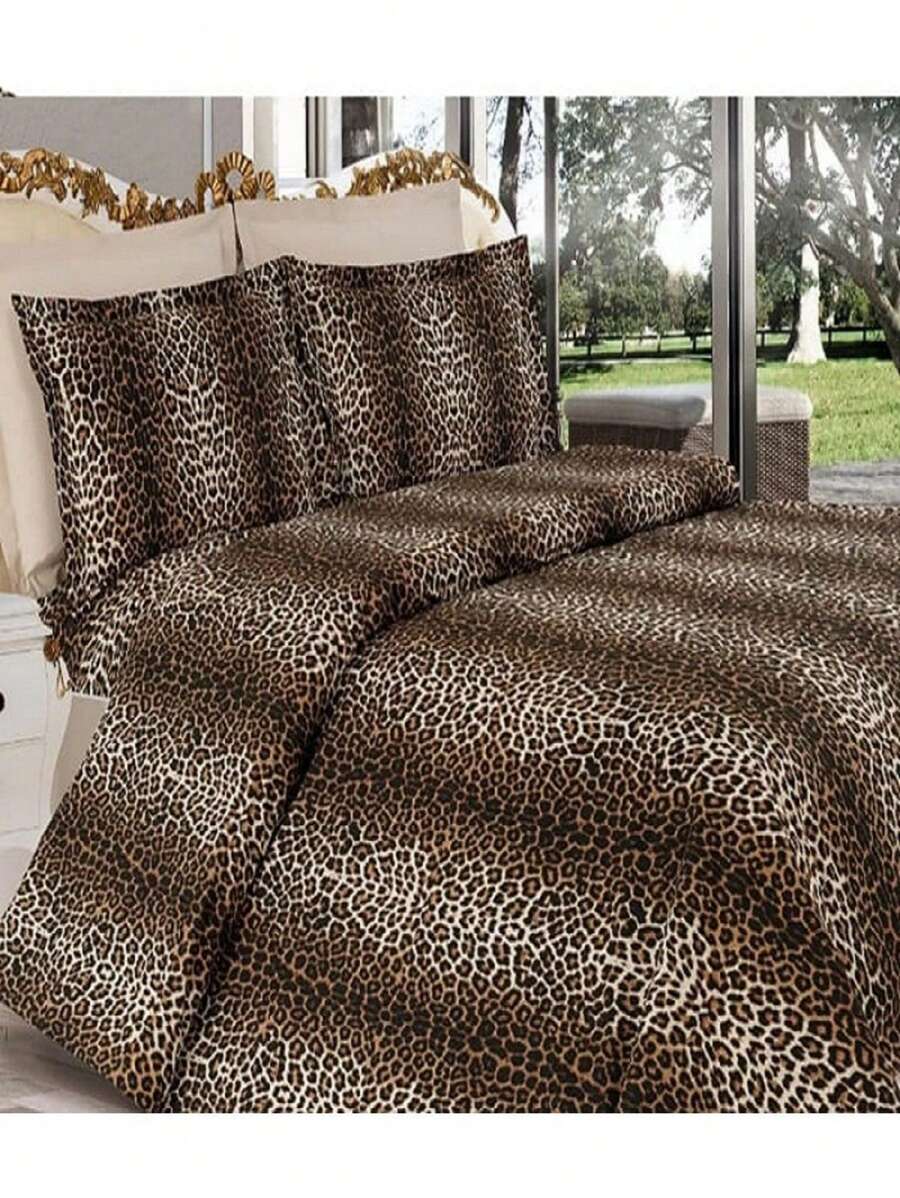 Double Duvet Cover Set (Duvet Cover + 2 Pillowcases) - Brown - View 1