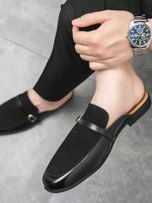 Mocasines tipo mula de moda para hombres talla grande, zapatos de conducción holgados sin talón, pantuflas de piel casual para barbería, sandalias minimalistas para exteriores para hombres