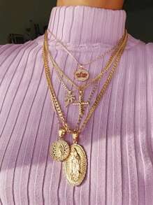 HOTNICE 1 Simple Bohemian Cross Pendant Necklace Set, Daily Party Accessory, The Best Gift For Friends - Gold - View 4