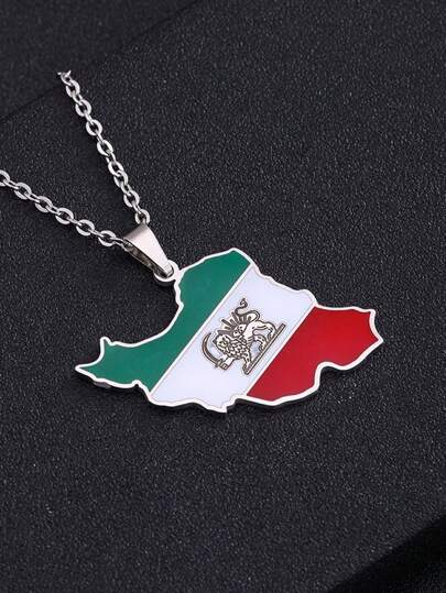 18K Gold Plated Stainless Steel World Map Pendant Necklace, Fashionable And Versatile, Suitable For Women