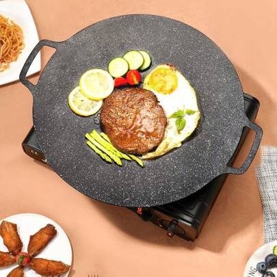 360 Degree Uniform Heating, Easy-To-Clean Design, Suitable For Induction Cooker And Gas Stove, Thick And Durable Non-Stick Coating, Evenly Distributed Heating, Suitable For Home And Outdoor Barbecue, Korean Teppanyaki - Suitable For Healthy Grilling