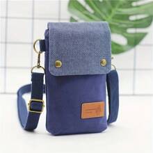 Solid Color Canvas 3 Layer Crossbody Cell Phone Bag Simple Cloth Women's Bag Fashion Satchel Shoulder Coin Purse