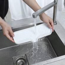 Silicone Bathroom Soap Dishes With Drain Spout-Bathroom And Kitchen Sink Organizer,Sponge Holder,Dish Soap Tray,Perfect For Dispenser,Scrubber,Bottle,Cup On Sink Or Counter-Coffee 4.9"*3.2" - 白色 - 查看 6