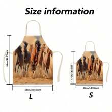 1pc Horse Gallops 3D Pattern Linen Apron For Home Cooking, Kitchen Wear, And Cooking Enthusiasts - Multicolor - View 5