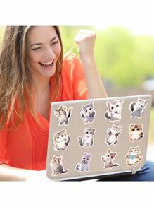 50Pcs Cute Cat Stickers For Kids, Cartoon Animal Stickers For Journaling, Laptop, Scrapbook, Water Bottles, Guitar, Suitcase, Party Decoration, Gift Wrapping, Festival Decoration, Waterproof Kawaii Stickers For Teens Adults Boys Girls, Back To School - Multicolor - View 8