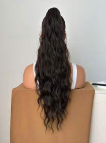 Claw Ponytail Extension Hair Dark Brown 24 Inch Long Water Wave Heat Resistant Fiber Synthetic Ponytail Hairpiece For Women Girls Daily Use - Brown - View 4