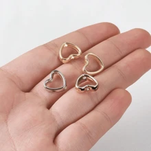 50pcs Heart Frame Wrapped Bead Double Straight Hole Spacers Loose Beads For Jewelry Making DIY Findings - Multicolor - View 2