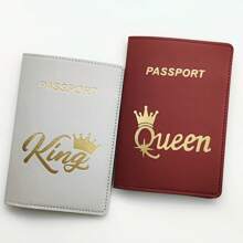 2PCS PU Leather Lovers Passport Cover Passport Case Passport Holder Passport Wallet Card Holder Crown Graphic Lightweight Fashion Travel Accessories For Flight For Women Or Men Gift For Couples - Multicolor - View 10