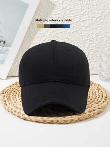 1pc Unisex Wide Brim Stylish Personalized Outdoor Sports Copper Buckle Adjustable Beach Solid Color Casual Street Polyester Patchwork Soft Top Rigid Brim Baseball Cap, Spring/Summer/Autumn/Winter