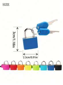 1pc Zinc Alloy Lock Luggage Padlock Hardware Accessories Lock Travel Accessories, Backpack, Gym Locker Lock, Suitcase Lock, Classroom Matching Game And More, Suitcase Locks With Keys, Metal Padlocks Luggage Padlocks, Multicolor Mini Small Padlock Keyed Padlock For School Gym