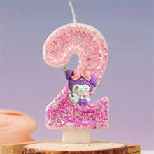 Sanrio 1 Stück Sanrio Comic Hello Kitty Geburtstagkerze, katzenförmige Zahlenkerze, Rosa, mädchenhafte Kuchendekoration Kerze, bezaubernde und süße herzförmige romantische Dinner Kerze, Valentinstag Kuchendekoration, Hochzeit