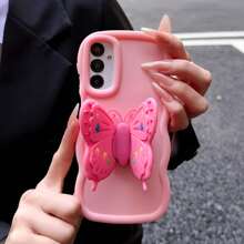 1 pieza Funda de teléfono con forma de onda de caramelo y efecto de aerosol de aceite, multidimensional, para el sueño de la dopamina, con soporte oculto de mariposa, cobertura completa, protección anti-golpes, compatible con iPhone 12/13 Pro Max, Redmi Note 11 4G, Galaxy A55, Infinix Note 30, Moto E30, diseño sencillo, adecuado para uso diario y transporte al aire libre, protege perfectamente su teléfono