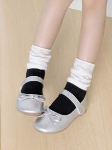 1 Pair Girls Mid-Calf Socks With Bow Decor, Cute Butterfly Lace Crew Socks, Versatile For Daily Wear, Summer - Red - View 42