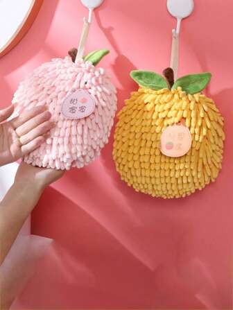 1 pezzo Asciugamano decorato con frutta, asciugamano da bagno moderno a blocchi di colore per la decorazione autunnale, di ritorno a scuola, strofinacci da cucina
