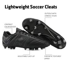 Men's Outdoor Athletes Cleats Football Boots Soccer Shoes Sneakers And Teen Training - Black - View 4