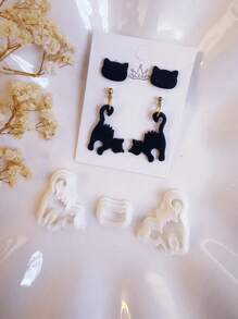 3pcs Scary Cat Halloween Thriller Set Clay Cutter | Animal Series Clay Cutters | Flower Cutters For Earring Making | Clay Earring Cutters | Polymer Clay Tools |Polymer Clay Cutter For Jewelry Making | Jewelry Making Kits - White - View 6