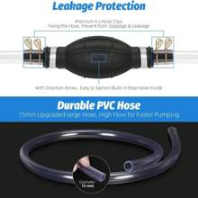Bomba de manguera de sifón de gasolina, bomba de transferencia de combustible portátil de alto flujo, bomba de sifón de gas para agua, gasolina, aceite, gasolina, diésel (2 mangueras de PVC de alta - Negro - Ver 3