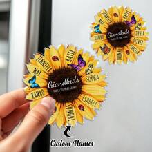 1pc Custom Sunflower Refrigerator Magnet With Grandkids Name, Personalized Mother's Day Gift For Grandma, Custom Grandma Refrigerator Magnet, Sunflower Magnet With Grandkids Name, Gift For Mom, Grandma Nana Gifts,Mother's Day Gift,Birthdays Day Gift.
