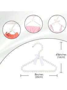 1 PC Children's Pearl Hanger, Small Pearl Bow Clothes Hanger, Elegant Standard Hanger, Suitable For Children, Babies, Pet Dogs (White)