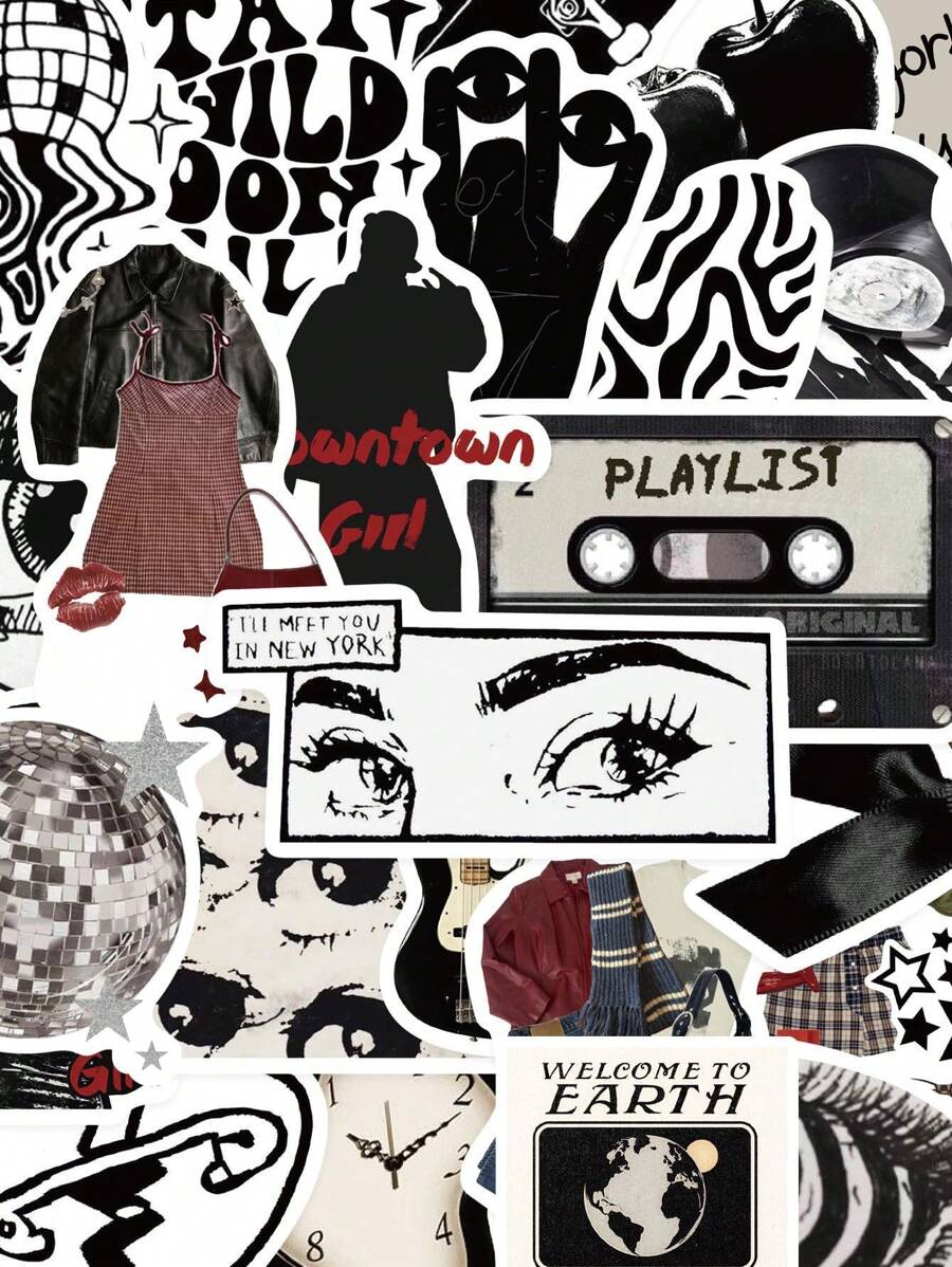 100 张 Y2K 风格涂鸦贴纸，适用于笔记本电脑、剪贴簿、吉他、头盔等。 - 彩色 - 查看 1