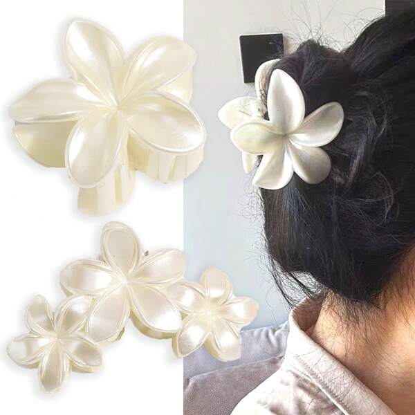 1 presilha de cabelo floral, elegante presilha de garra de flor de lírio perolado, acessório de cabelo versátil para a volta às aulas