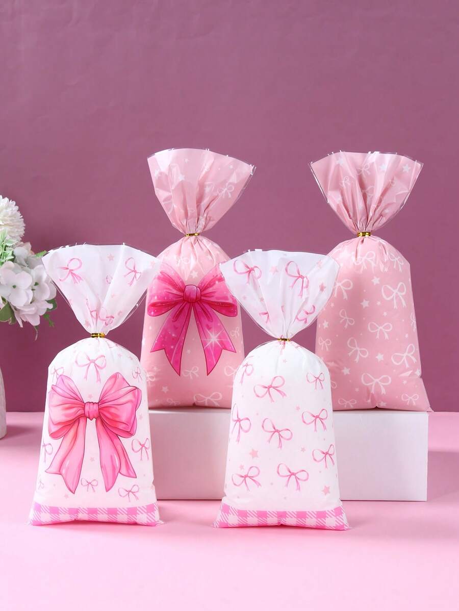 25/50/100pcs Mixed Bowknot Gift Bags With Twist Rope, Floral Pattern Gift Packaging Bags, Suitable For Holidays, Birthdays, Bridal Showers, Baby Showers, Family Events, Party Decorations, Party Favor Bags, Gift Table Decor, Luxury Gift Packaging Bags, Party Favors